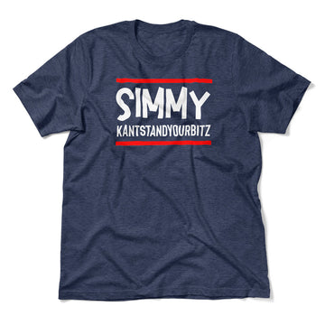 Simmy Kantstandyourbitz Men/Unisex T-Shirt in Heather Navy color